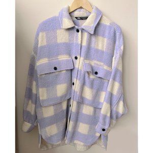 ZARA PURPLE OVERSIZED PLAID OVERSHIRT JACKET